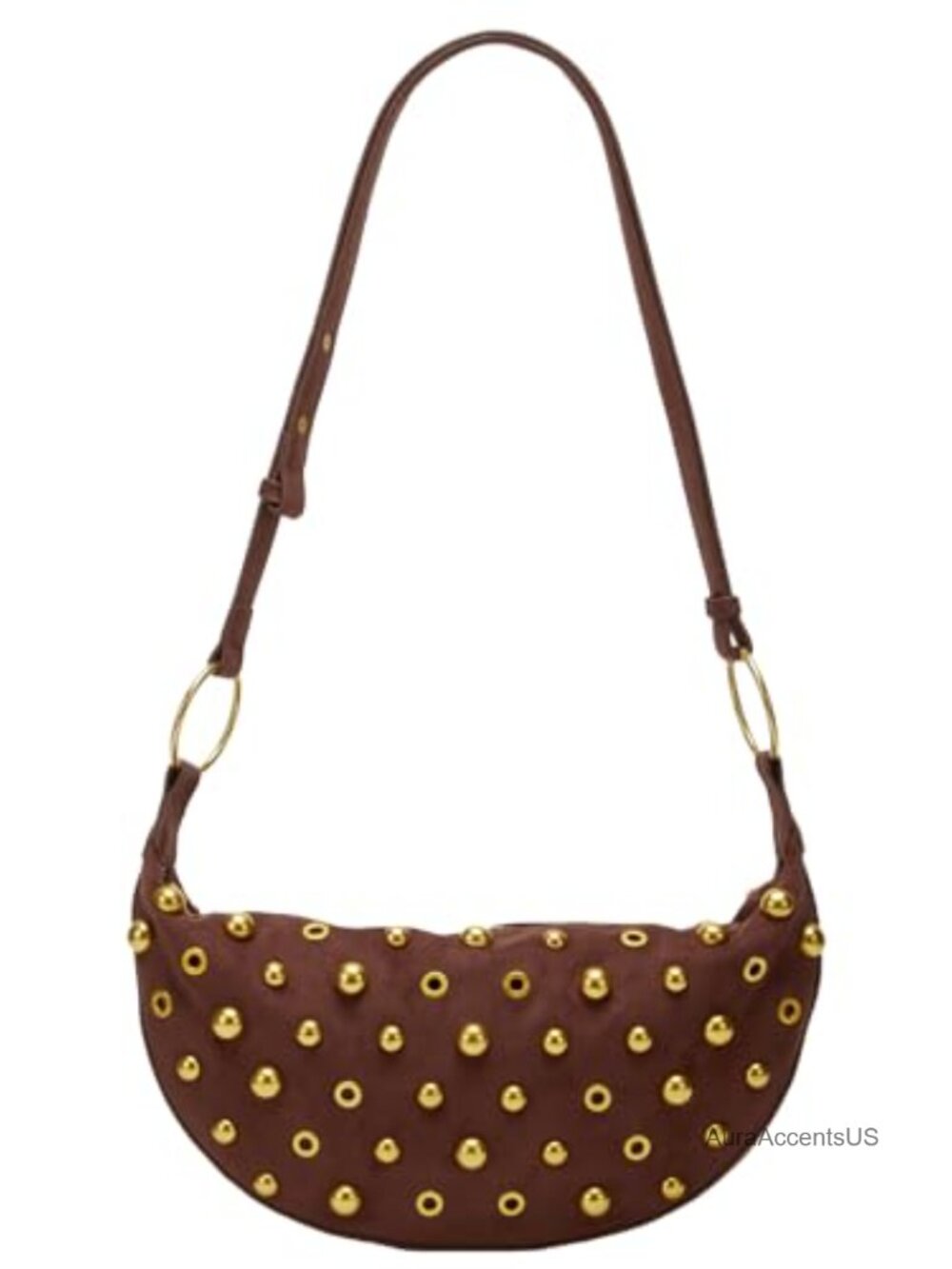 Studded Suede Shoulder Bag Punk Large Handbag Retro Tote Adjustable Strap